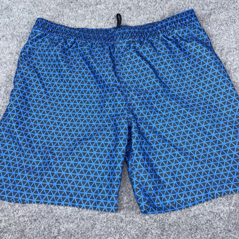 The North Face Swim Trunks Men's XL Blue Black Geometric Print Board Shorts Mesh